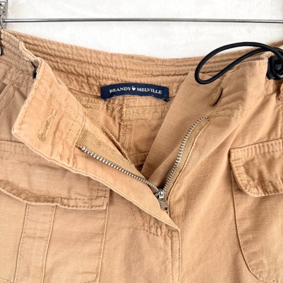 Brandy Melville John Galt Low Rise Ripstop Gorpcore Cargo Pants Womens 27 Brown - Picture 2 of 9